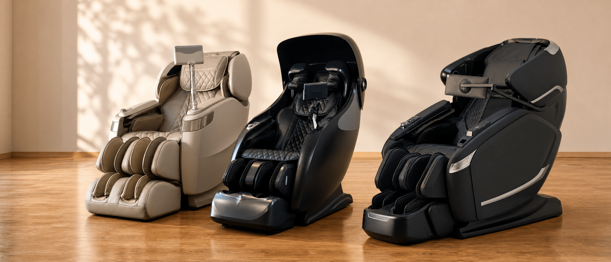 Alpha Techno Massagesessel Kollektion – AT 629, AT-8701K und AT-638 KI im Showroom