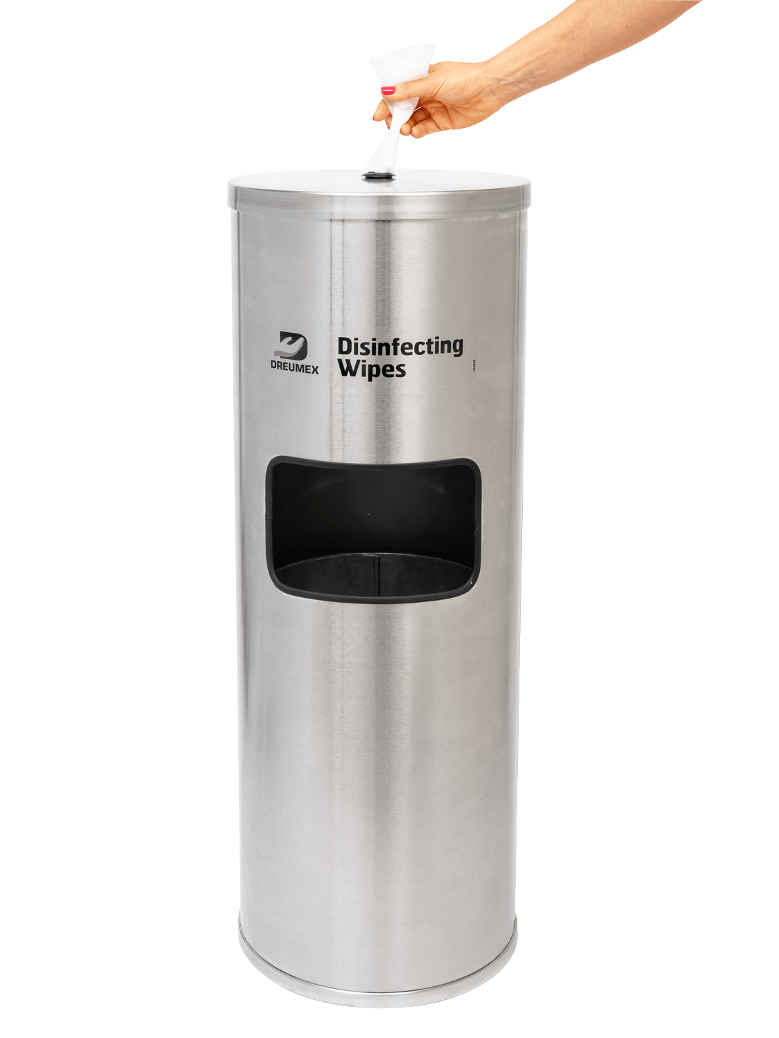 
Hygiënestation van roestvrij staal – doekjesdispenser & afvalbak – Aanzicht 8