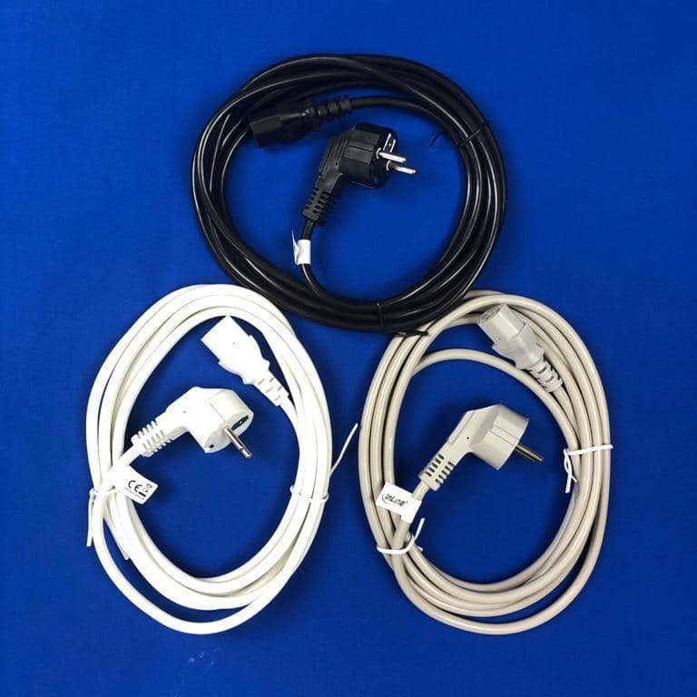 extra long/colored power cable, angled protective contact on cold device plug C13