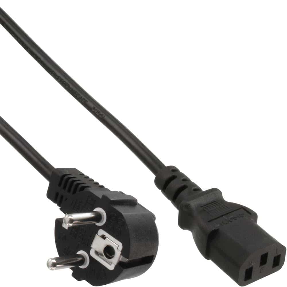 extra long/colored power cable, angled protective contact on cold device plug C13